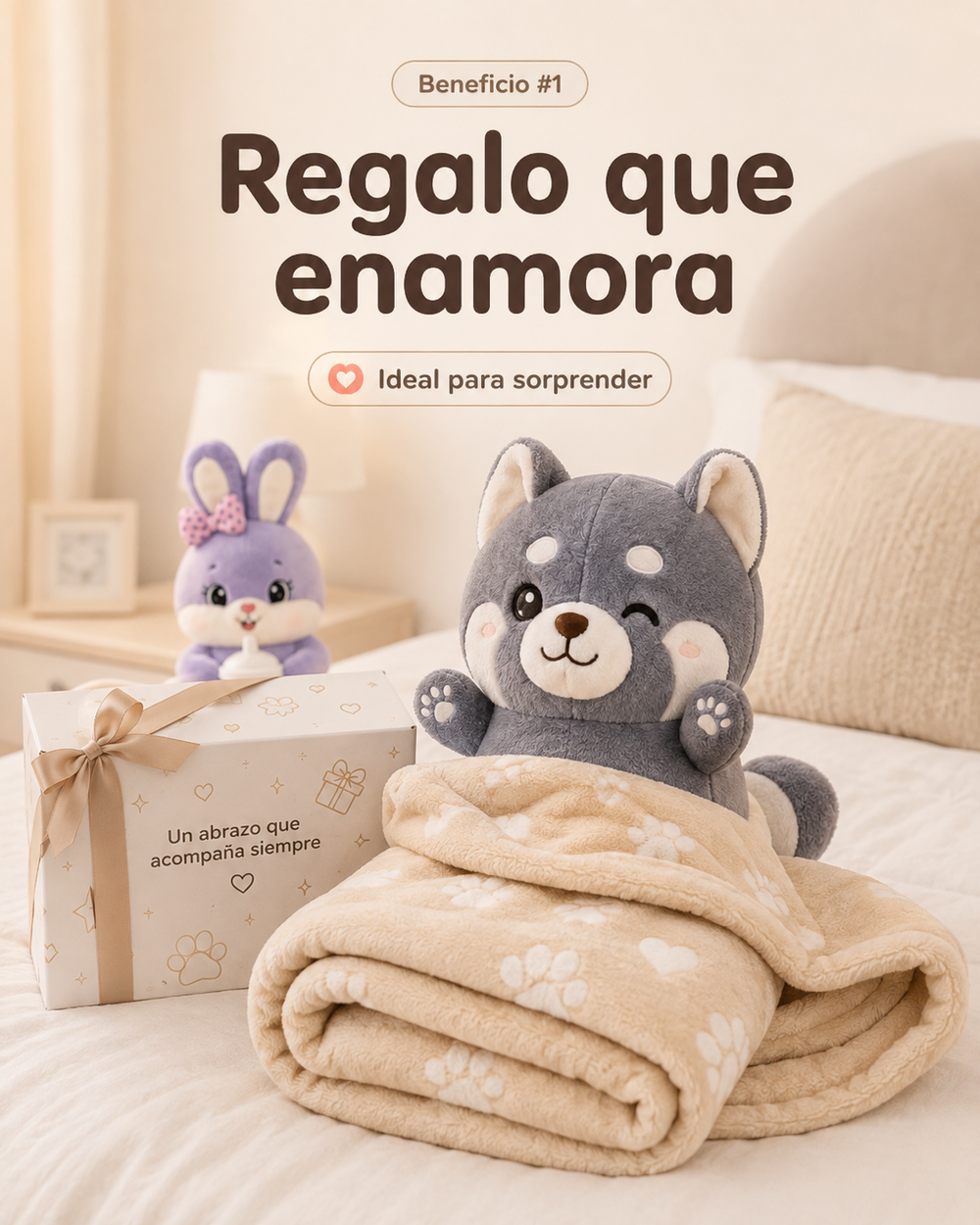 Peluche con cobija como regalo